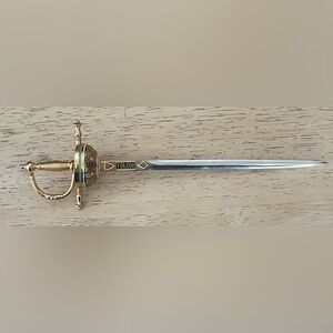 Vintage Spanish Toledo Replica Sword Letter Opener Intricate Enamelled Detail